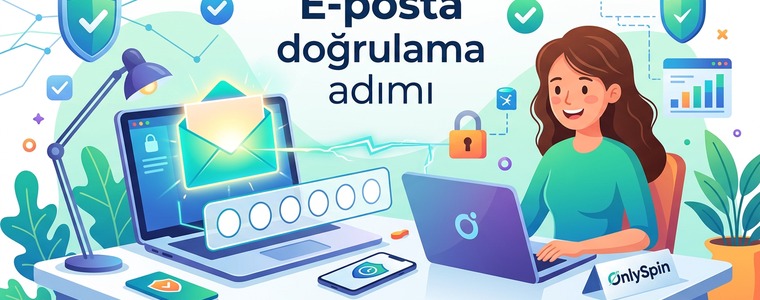 OnlySpin E-posta Doğrulama Adımı Görseli